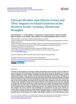 Cyclones, Floods and Droughts