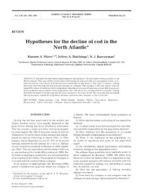 Hypotheses for the Decline of Cod in the North Atlantic*