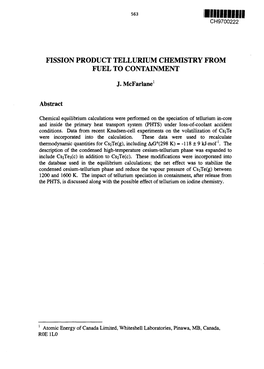 Fission Product Tellurium Chemistry from Fuel to Containment