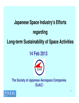 Japanese Space Industry's Efforts Regarding Long-Term Sustainability
