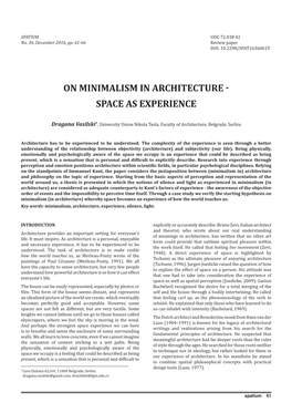 On Minimalism in Architecture - Space As Experience