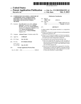 (12) Patent Application Publication (10) Pub. No.: US 2013/0261255 A1 Deyrail Et Al