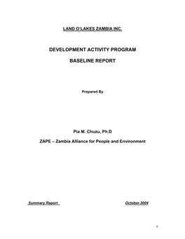 Development Activity Program Baseline Report