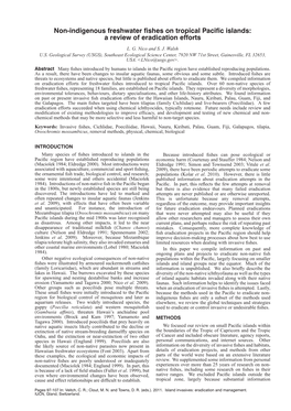 Non-Indigenous Freshwater Fishes on Tropical Pacific Islands: a Review of Eradication Efforts