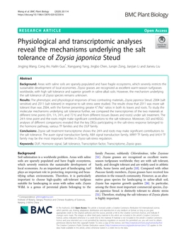 Physiological and Transcriptomic Analyses Reveal the Mechanisms