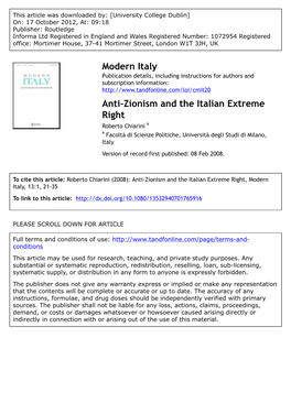 Anti-Zionism and the Italian Extreme Right