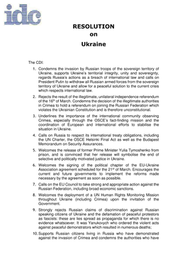 RESOLUTION on Ukraine