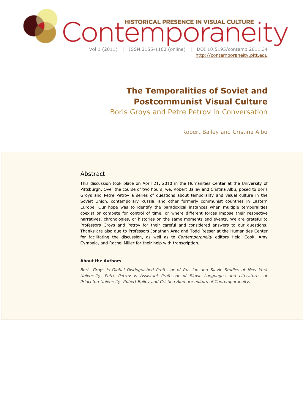 Contemporaneity: Historical Presence in Visual Culture