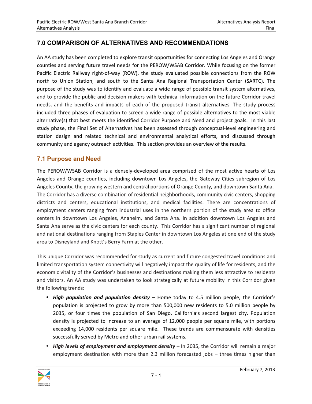 Final PEROW Alternatives Analysis Section 7