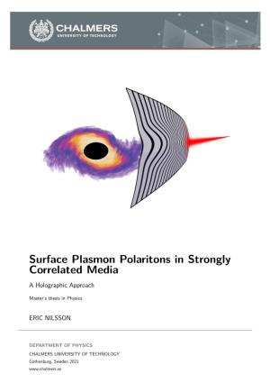 Surface Plasmon Polaritons in Strongly Correlated Media a Holographic Approach