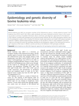 Epidemiology and Genetic Diversity of Bovine Leukemia Virus Meripet Polat1,2, Shin-Nosuke Takeshima1,2,3 and Yoko Aida1,2,3*