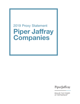 2019 Proxy Statement Piper Jaffray Companies