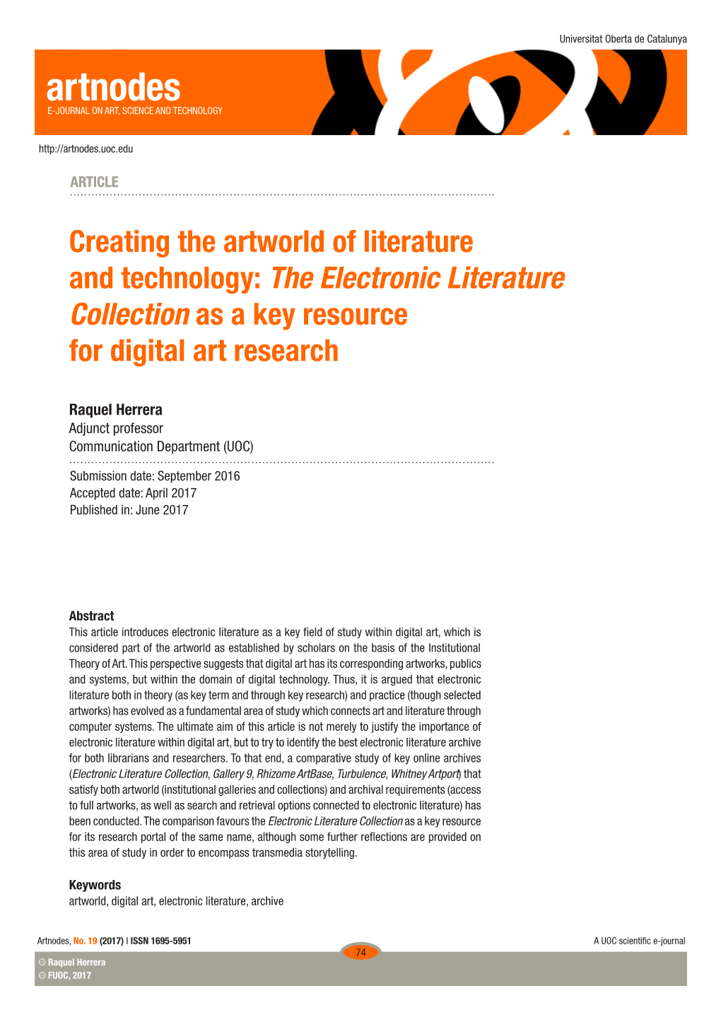 The Electronic Literature Collection As a Key Resource for Digital Art Research