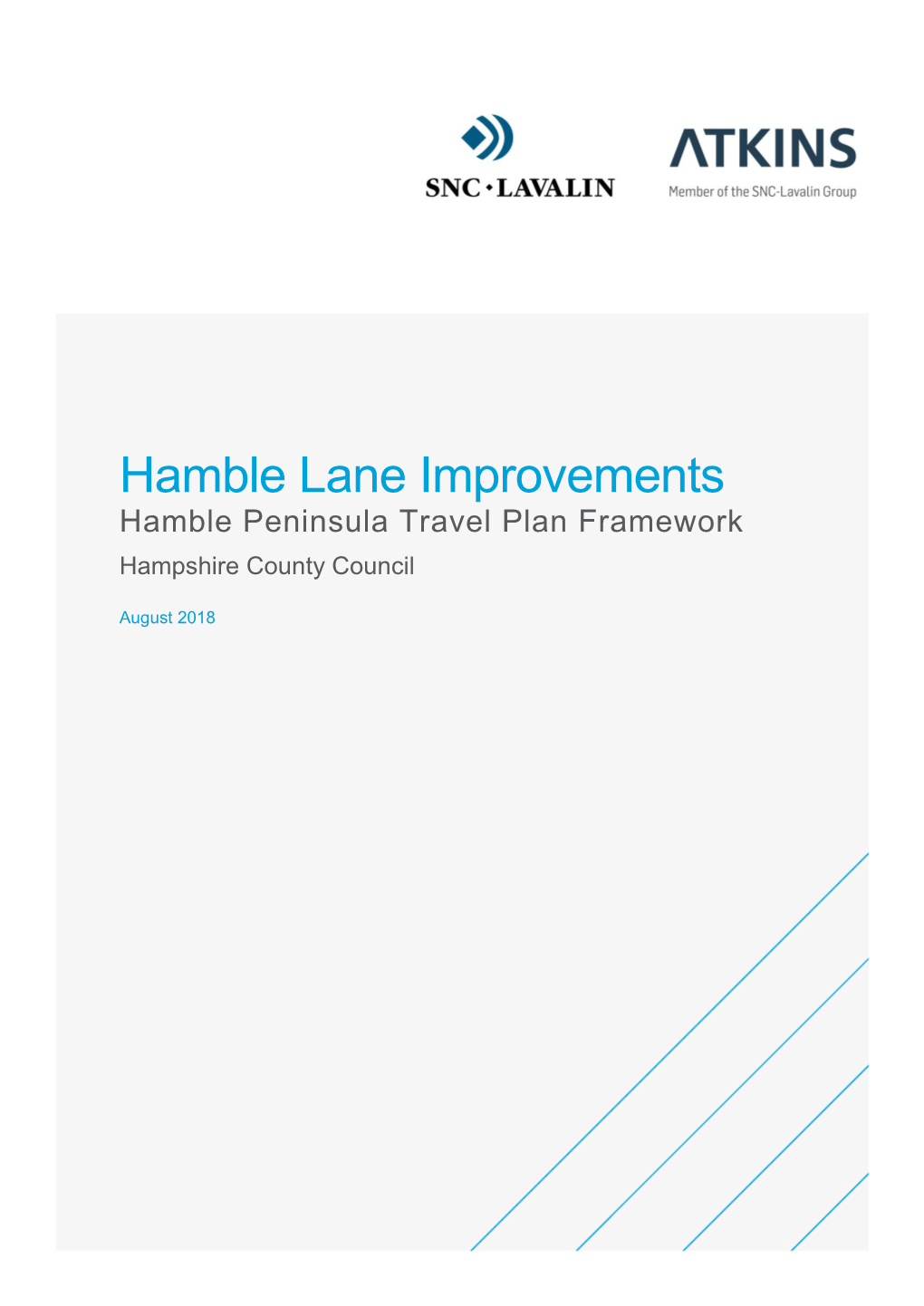 Hamble Lane Improvements Hamble Peninsula Travel Plan Framework Hampshire County Council