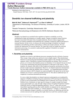 UKPMC Funders Group Author Manuscript Trends Neurosci