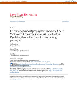 Density-Dependent Prophylaxis in Crowded Beet Webworm