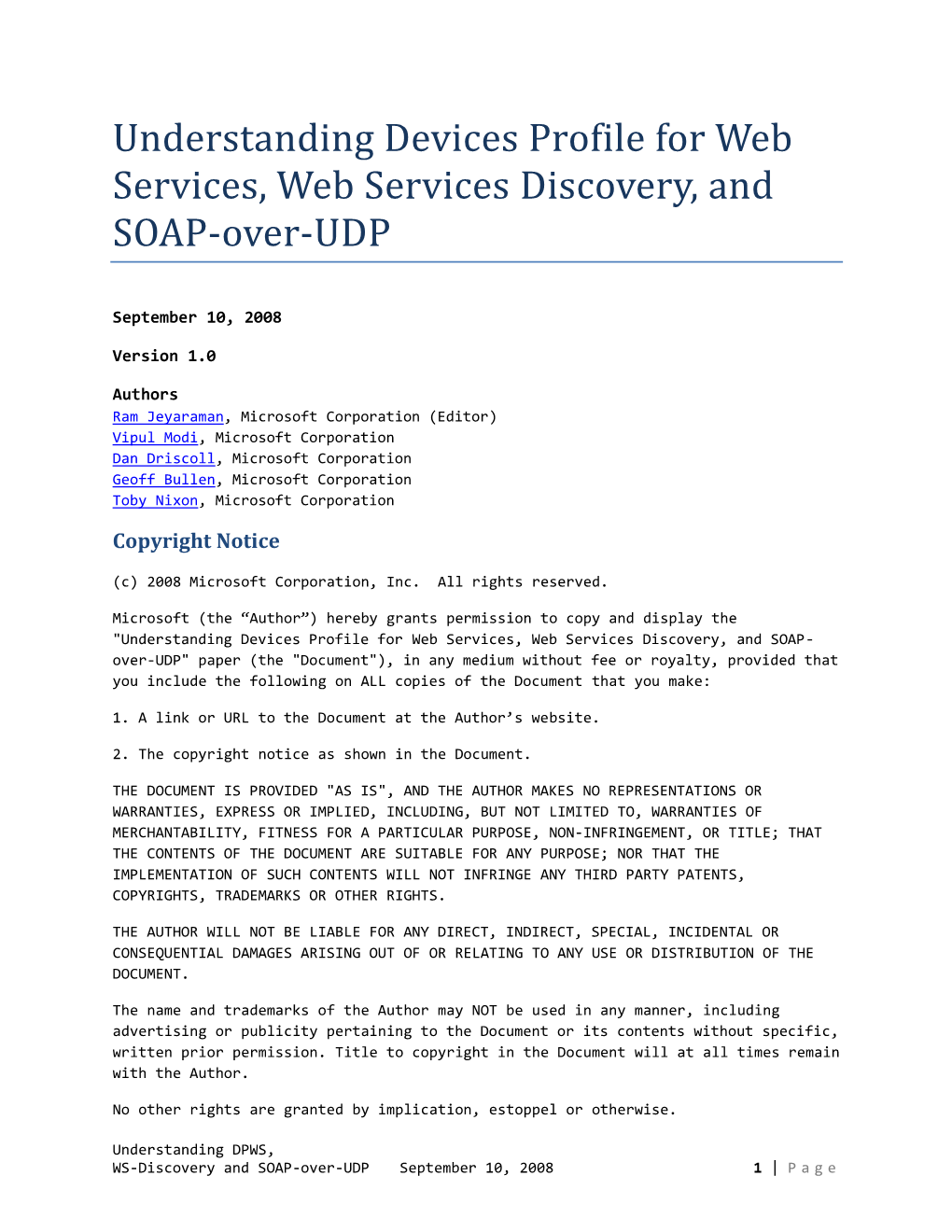 Understanding Devices Profile for Web Services, WS-Discovery, And