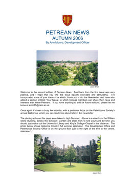 PETREAN NEWS AUTUMN 2006 by Ann Munro, Development Officer