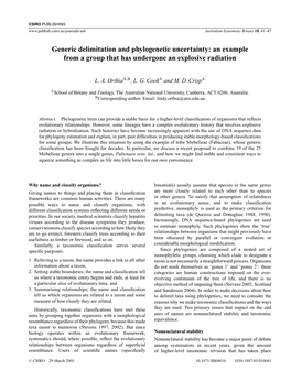 Generic Delimitation and Phylogenetic Uncertainty: an Example from a Group That Has Undergone an Explosive Radiation