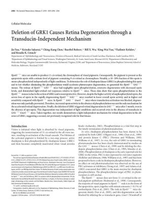 Deletion of GRK1 Causes Retina Degeneration Through a Transducin-Independent Mechanism