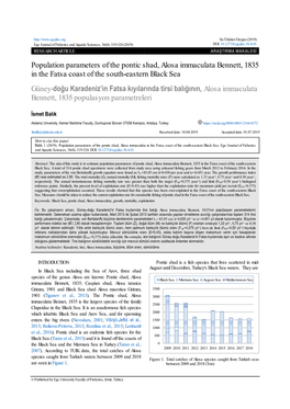 Population Parameters of the Pontic Shad, Alosa Immaculata Bennett