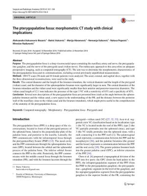 The Pterygopalatine Fossa: Morphometric CT Study with Clinical Implications