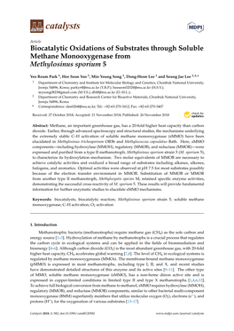 Biocatalytic Oxidations of Substrates Through Soluble Methane Monooxygenase from Methylosinus Sporium 5
