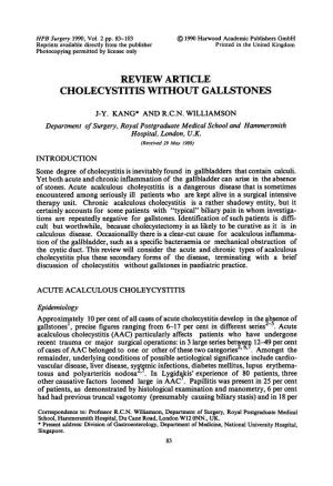 Cholecystitis Without Gallstones