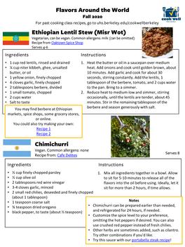 Recipes, Go to Uhs.Berkeley.Edu/Cookwellberkeley Ethiopian Lentil Stew (Misr Wot) Vegetarian, Can Be Vegan