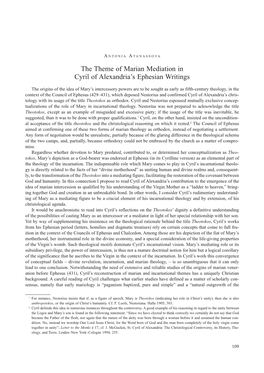 The Theme of Marian Mediation in Cyril of Alexandria's Ephesian