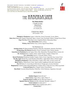 The Haberdasher Cocktail Menu