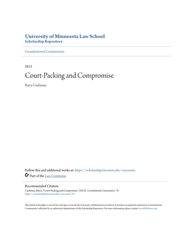 Court-Packing and Compromise Barry Cushman