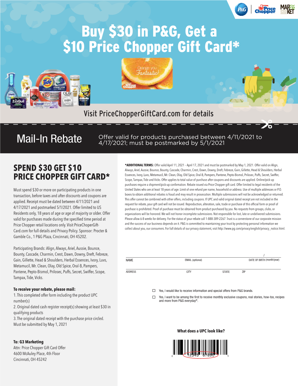 Buy $30 in P&G, Get a $10 Price Chopper Gift Card