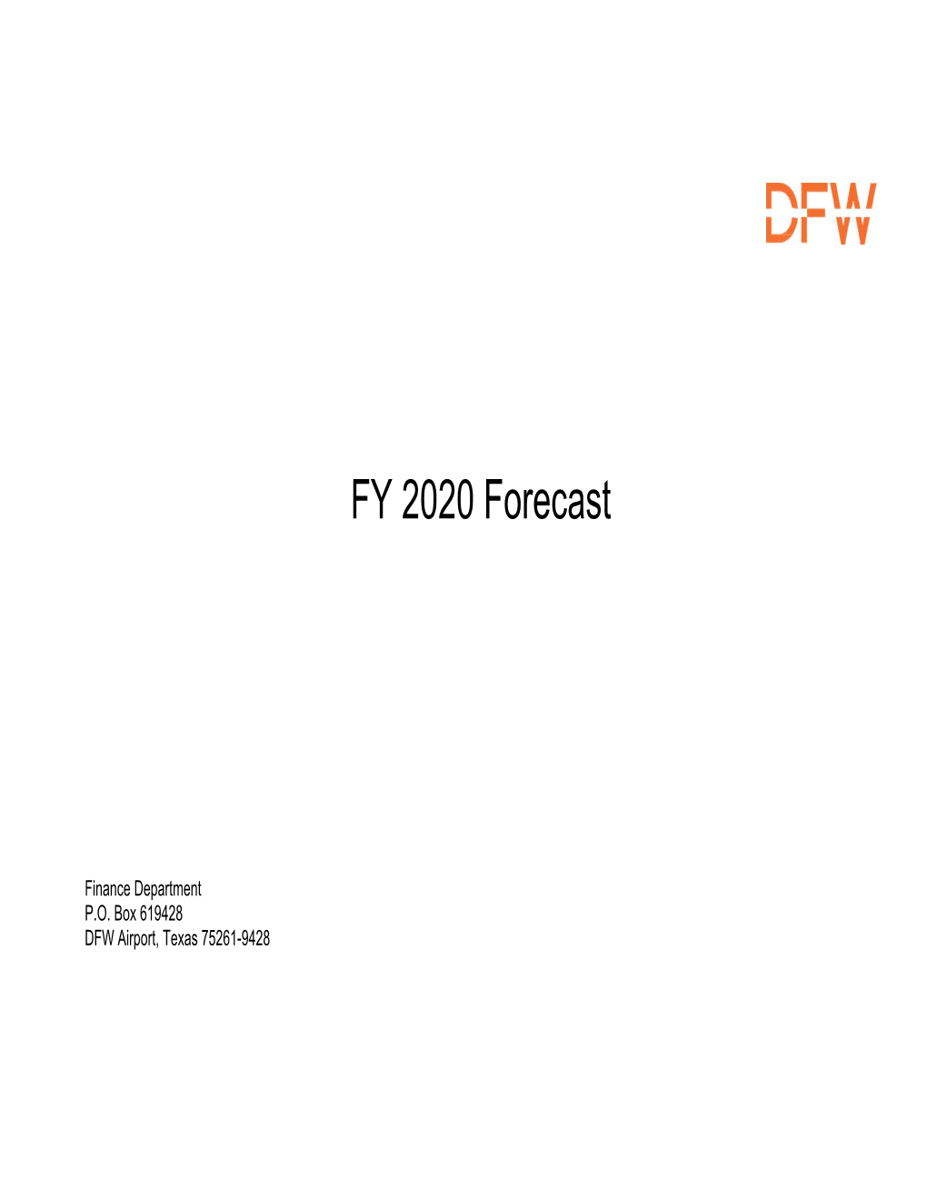 FY 2020 Forecast
