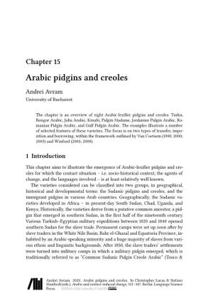 Arabic Pidgins and Creoles Andrei Avram University of Bucharest