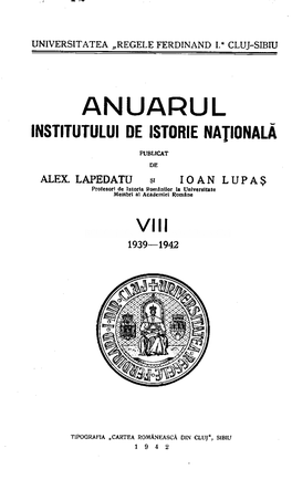 Anuarul Institutului De Istorie Naţională