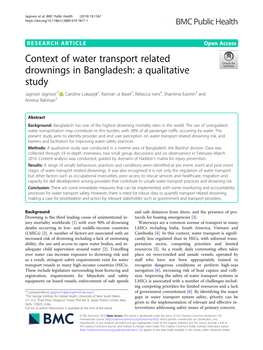 Context of Water Transport Related Drownings in Bangladesh