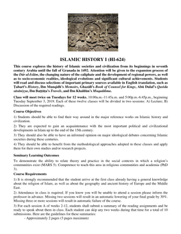 Islamic History I (Hi-624)