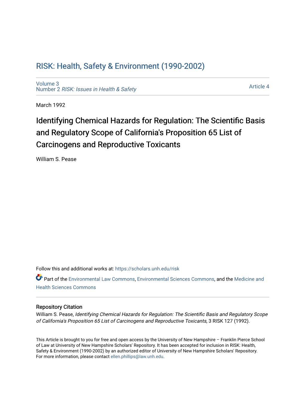 The Scientific Basis and Regulatory Scope of California's Proposition 65 List of Carcinogens and Reproductive Toxicants