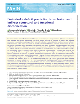 Post-Stroke Deficit Prediction from Lesion and Indirect Structural and Functional Disconnection