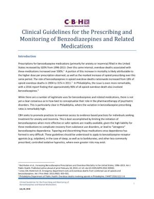 Clinical Guidelines for the Prescribing and Monitoring of Benzodiazepines and Related Medications