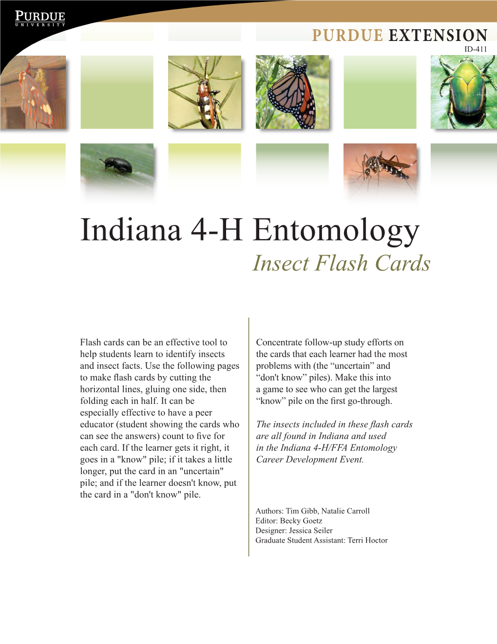 Indiana 4-H Entomology Insect Flash Cards