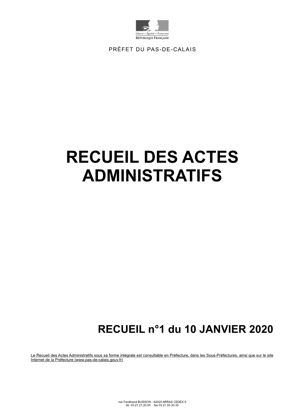 Recueil Des Actes Administratifs