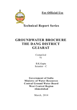 Groundwater Brochure the Dang District Gujarat