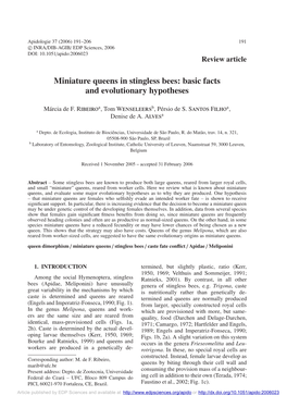 Miniature Queens in Stingless Bees: Basic Facts and Evolutionary Hypotheses