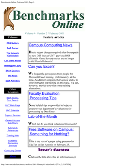 Benchmarks Online, February 2001, Page 1