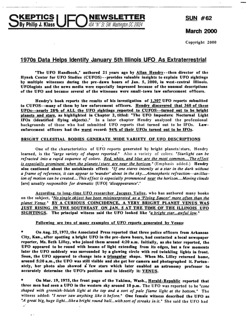 Skeptics UFO Newsletter -2- March 2000