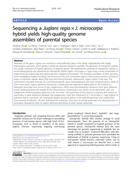 Sequencing a Juglans Regiaâ€‰Ã—Â€‰J. Microcarpa Hybrid Yields High