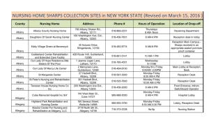 NURSING HOME SHARPS COLLECTION SITES in NEW YORK STATE (Revised on March 15, 2016 )