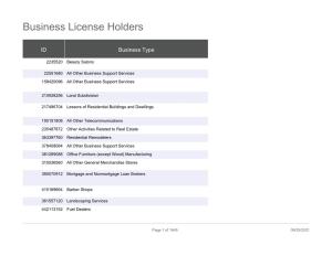 Business License Holders